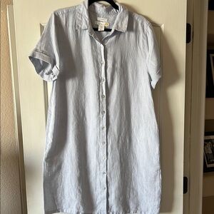100% blue linen dress size L